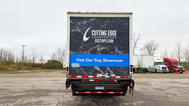 Truckside Ads for Cutting Edge Countertops in a Michigan Parking Lot