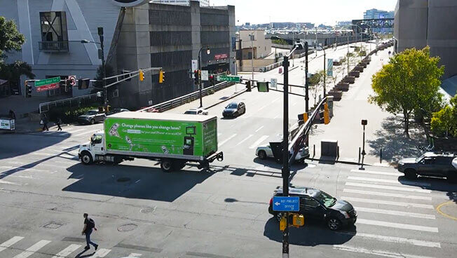Photo of ecoATM doing a targeted Truckside Ad campaign in the downtown core