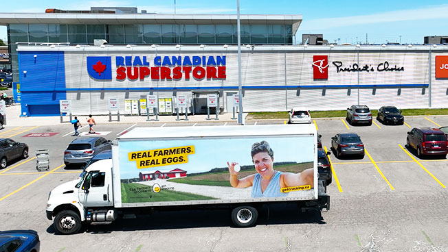 Truck Advertisement photo of Egg Farmers carrying out a targeted OOH advertising campaign in Ontario