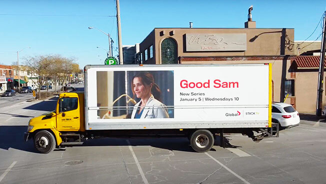 Truckside Advertising for Good Sam traveling in Toronto