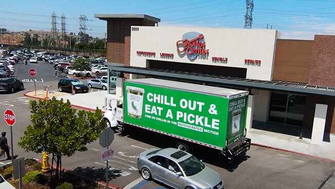 Grillo’s Pickles Truck Advertising in LA, California 
