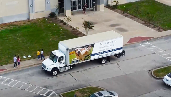Mobile Billboard for K9Resorts new location in Houston Texas