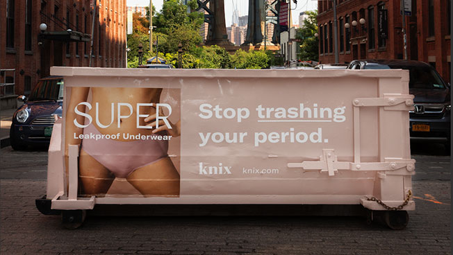 Dumpster Advertisement photo of Knix near Brooklyn Bridge