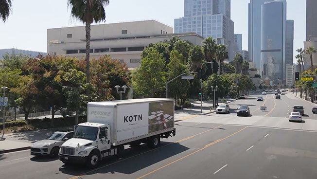 Mobile Ad for Kotn travelling in Los Angeles.