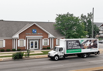 Truck Ads for 
            Northwest Bank on side of truck