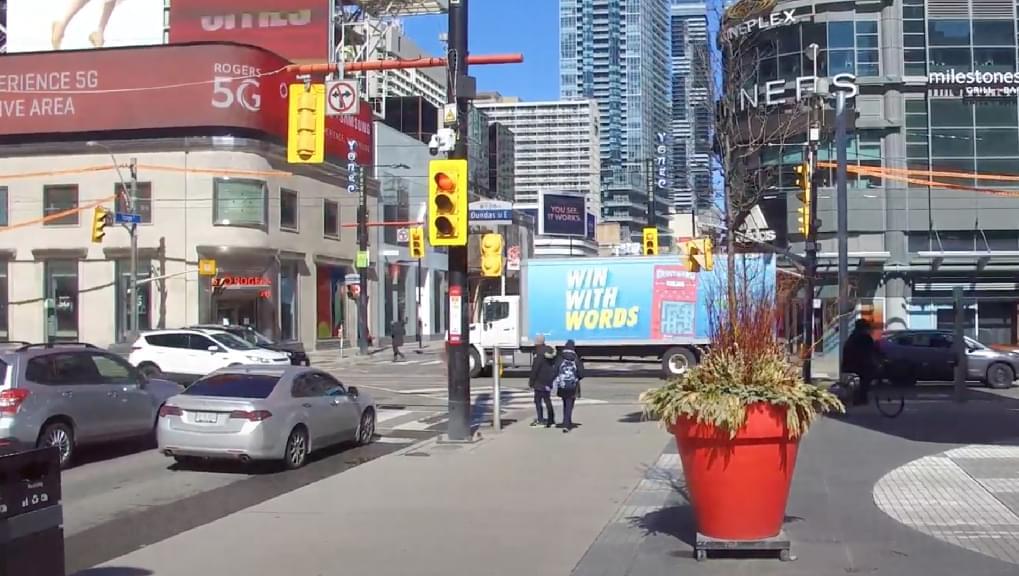 OLG Mobile Billboards in Dundas Square Promoting Scratch Instants Tickets