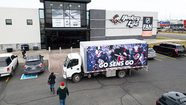 Truckside Advertising for Ottawa Senators traveling in Ottawa
