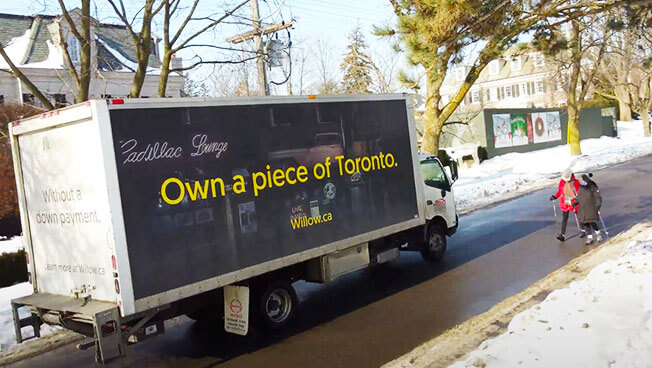 Truck Advertisement photo of Willow doing a targeted business area OOH advertising campaign