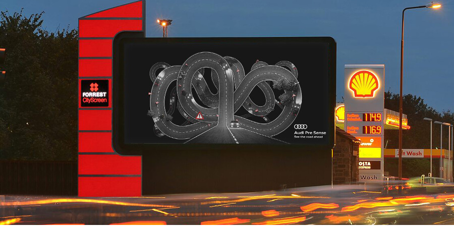  Audi ran outdoor billboards with the tagline, "Audi as your sixth sense”,
