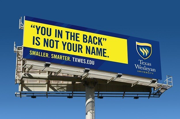 University's billboard with the text "You in the back" is not your name.
