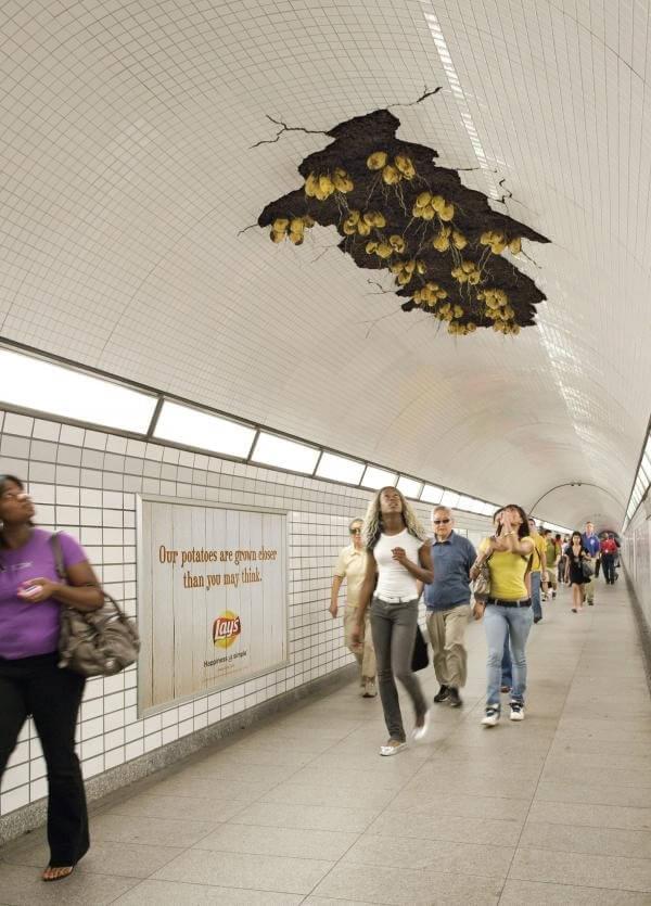 This wall display inside a subway station gave commuters another idea of Lays potatoes