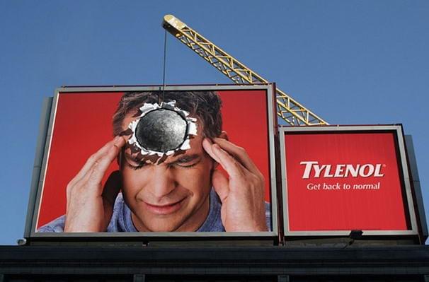 A Tylenol billboard that "hurts" the mind of consumers, because it will stick