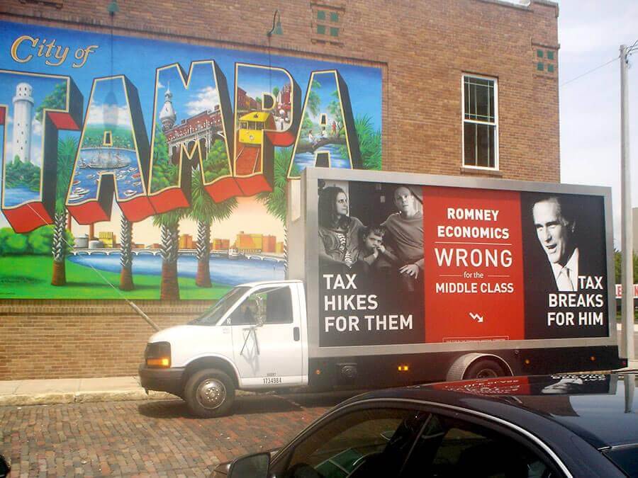Uniquely targeted to the Tampa area tax payers, these mobile billboards gain attention