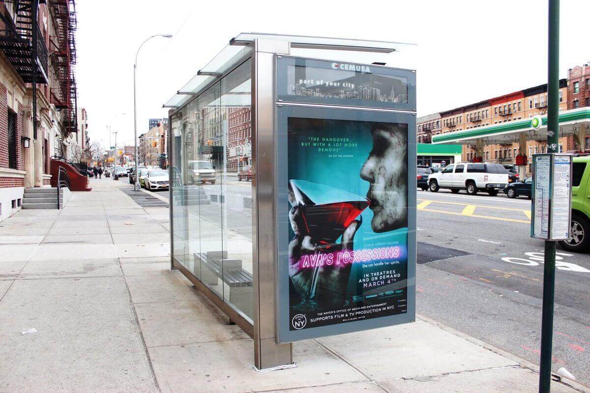 Bus shelter ads intrigue the average waiting commuter