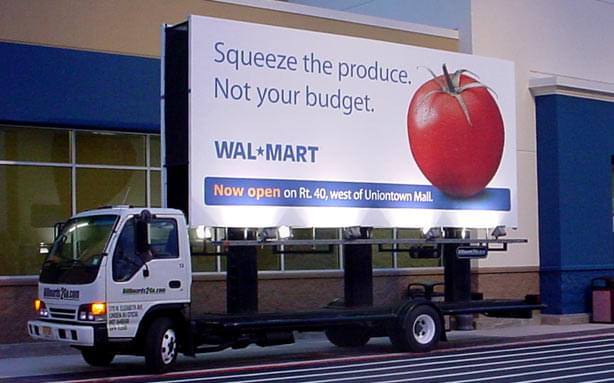 Walmart's trucks inform consumers of new store openings