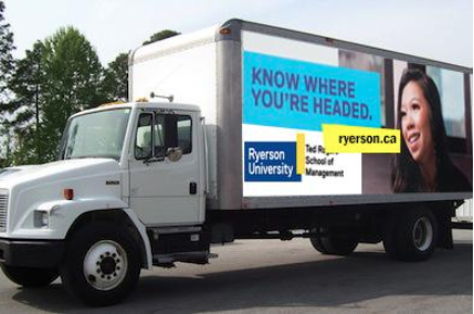 Ryerson mobile billboard looking to recruit potential students in New York