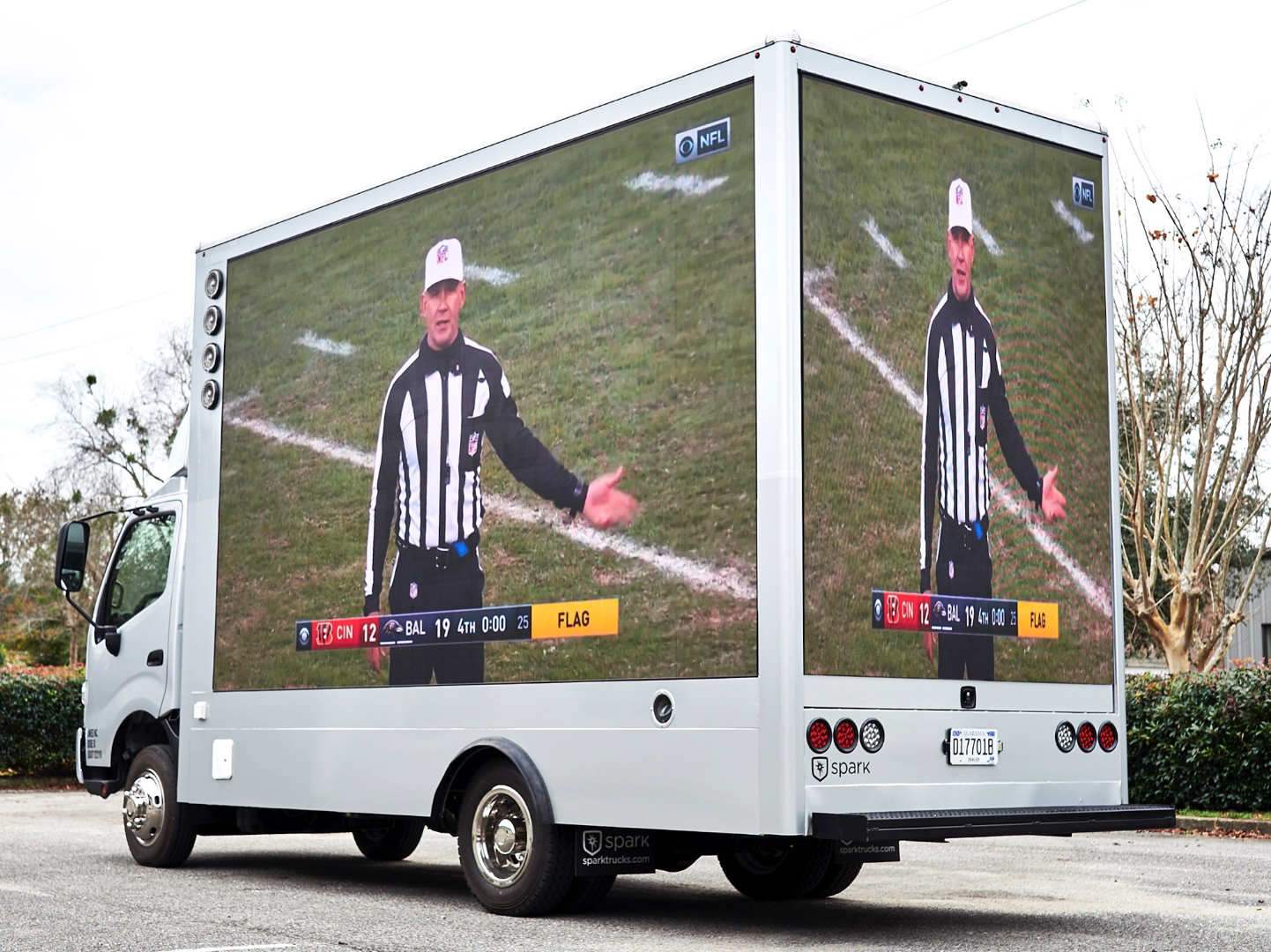 A Spark Video Truck with a Live LED screen advertisement.