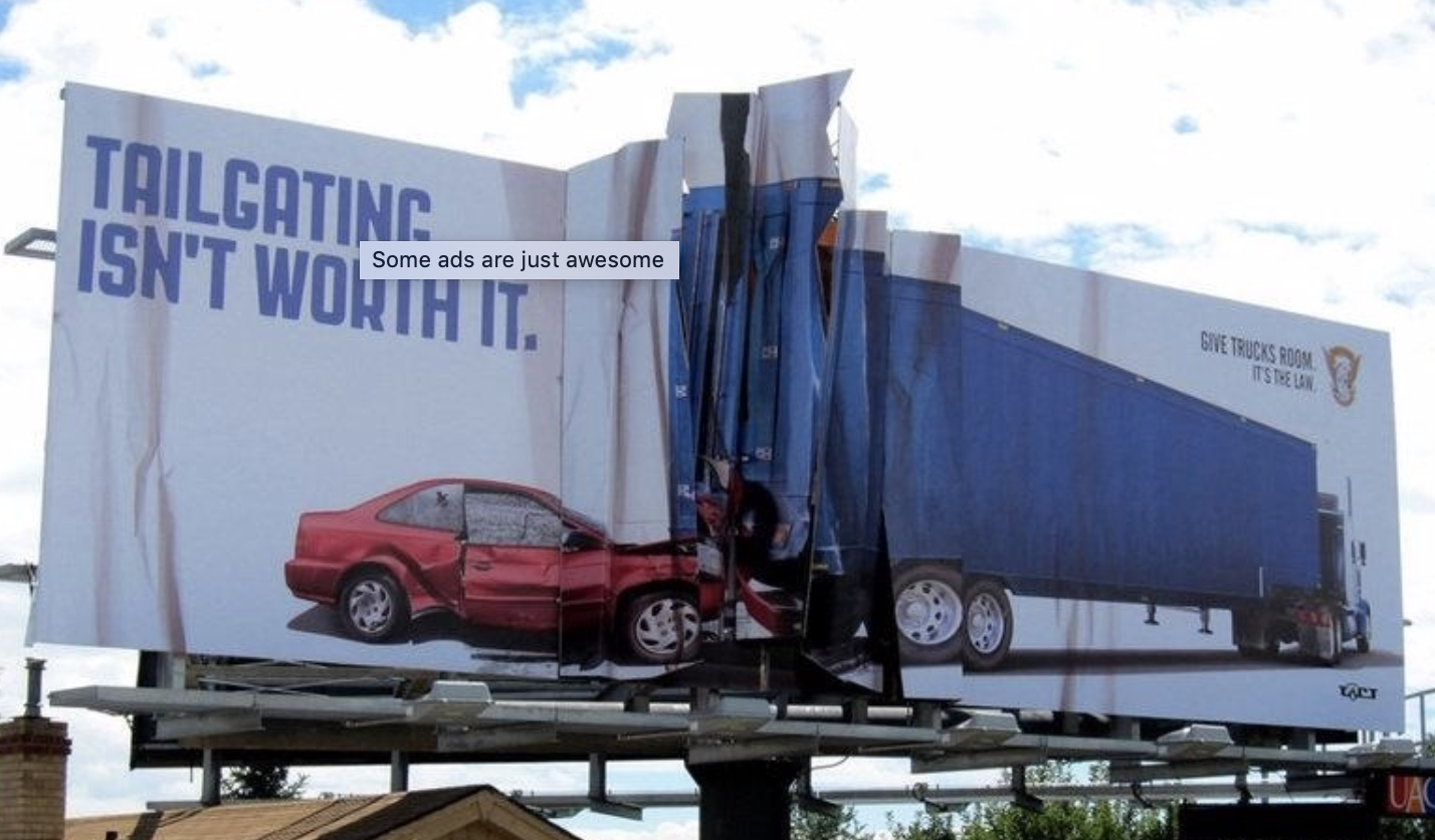 This ambient billboard displays roadside accidents in a creative way