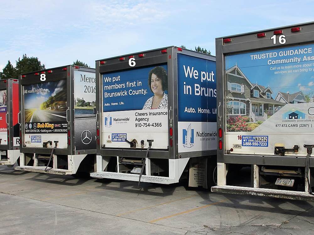 Promotional material can be expressed on the sides and backs of trucks
