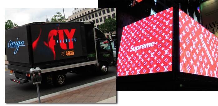 Mobile billboards can be targeted, like this product drop ones, to attract the right person for the product