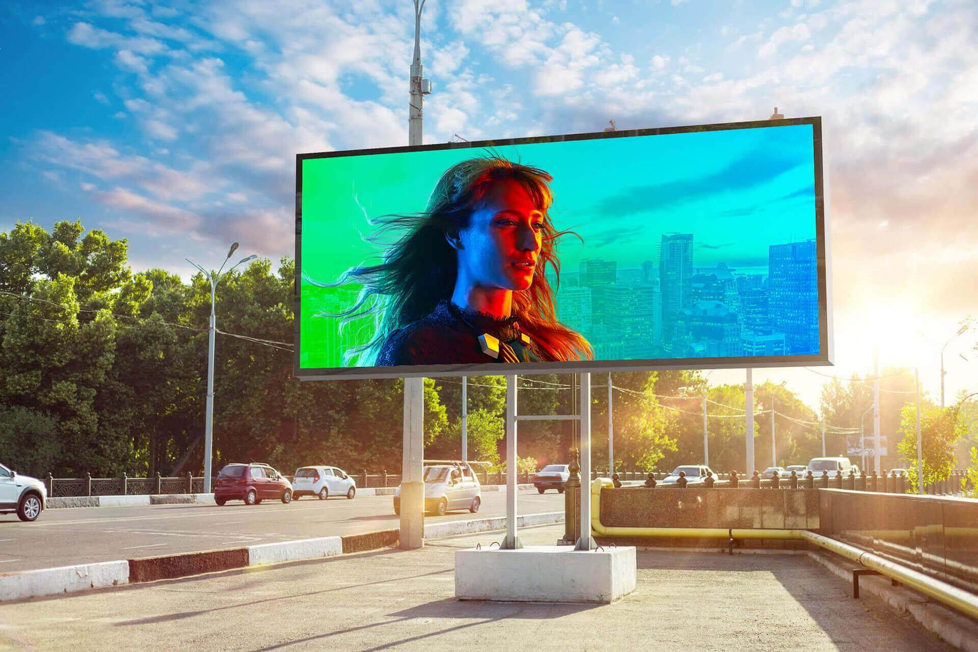 A highly visible, digital LED billboard captures the attention of many. 