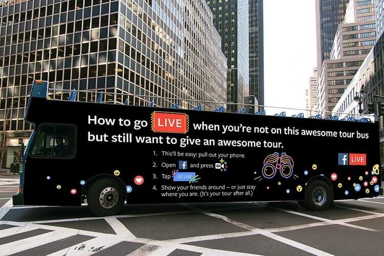 facebook live streaming campaign ooh outdoor advertising out-of-home bus billboard mobile billboard  moving billboard