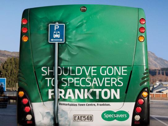 This ad on the back of a public bus makes a statement in their visuals that meet their words