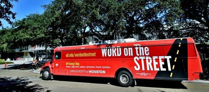 Shuttle bus advertising is quite prominent in Houston