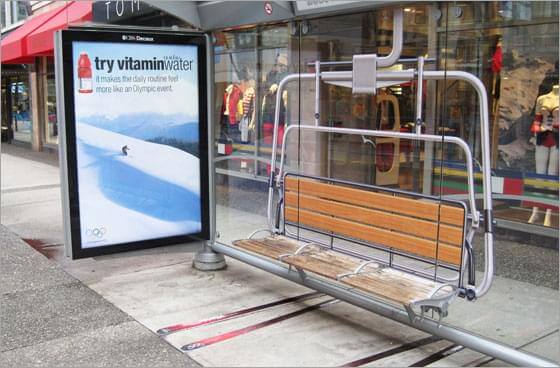 This Vitamin Water ski lift encourages commuters to feel like an olympian by taking a simple seat