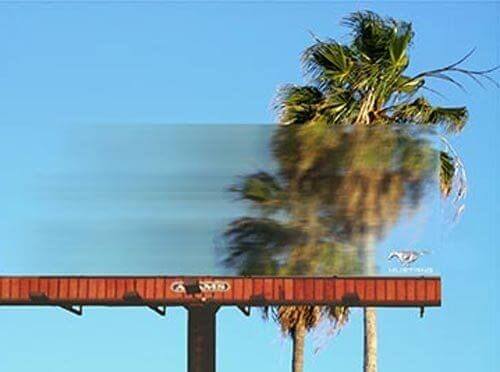 This transparent 3D billboard gives viewers a sneak peek into the speed of the product