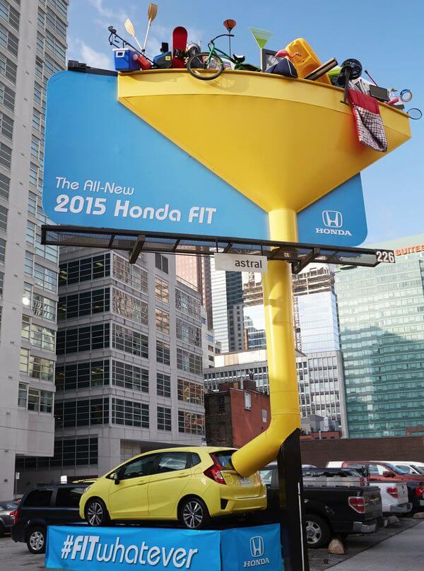 2015 Honda Fit OOH Guerrilla marketing campaign showcases that the vehicle can #fitwhatever.