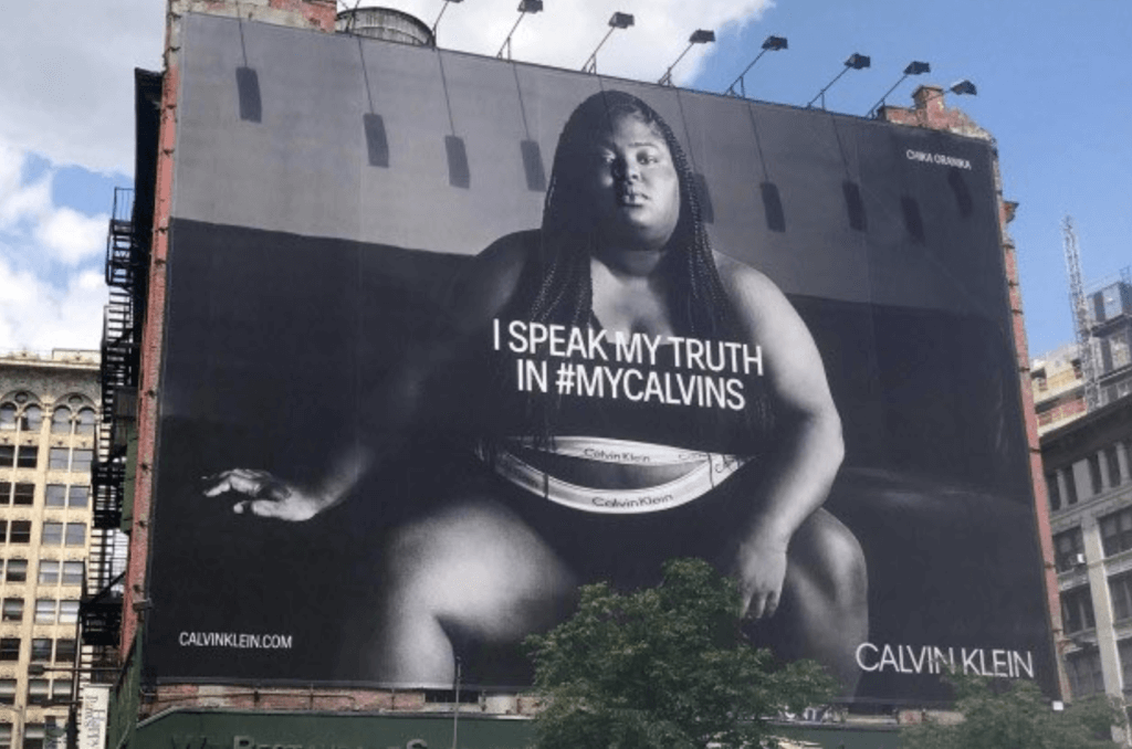 Calvin Klein's billboard for #MyCalvins campaign.