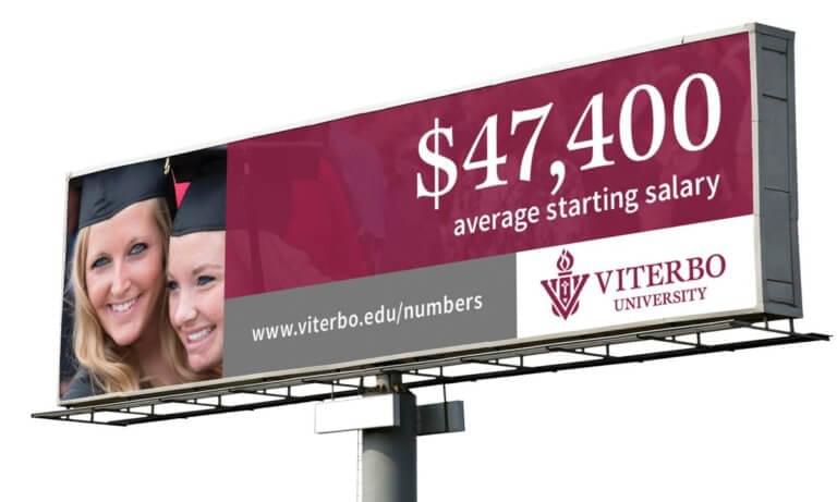 Image of Viterbo University's billboard advertisement.