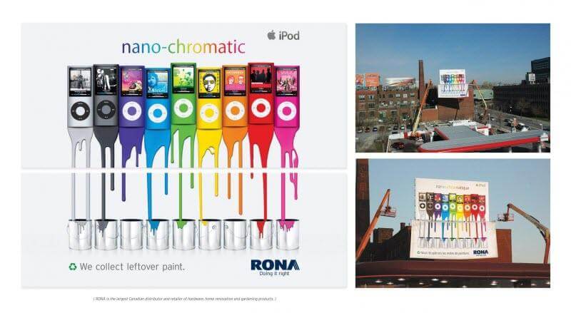 Apple iPod and Rona's creative Ambush Guerrilla Marketing stunt.