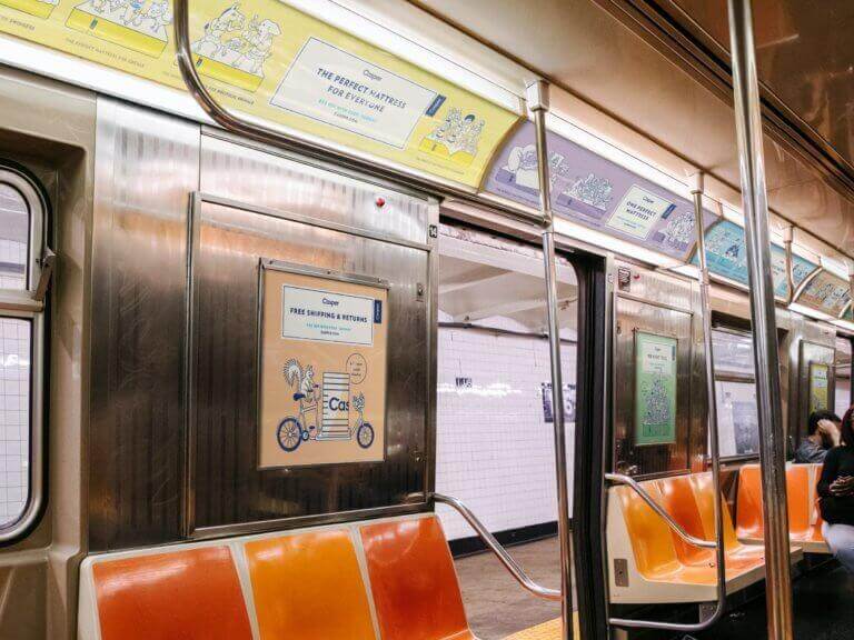 Photo of Casper's logical puzzle out-of-home advertisements in New York subway