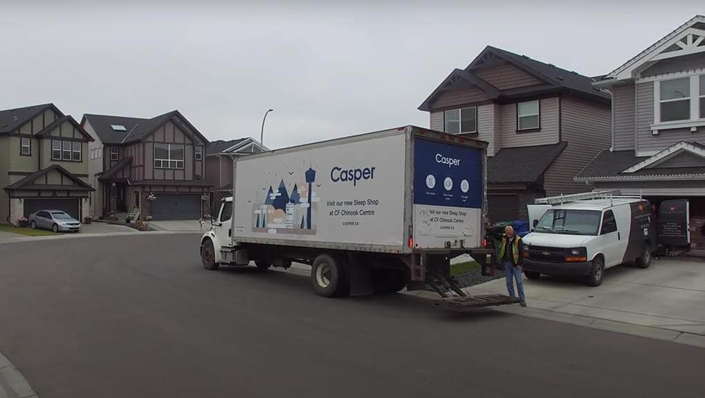 An image of a truck-side ad for Casper.
