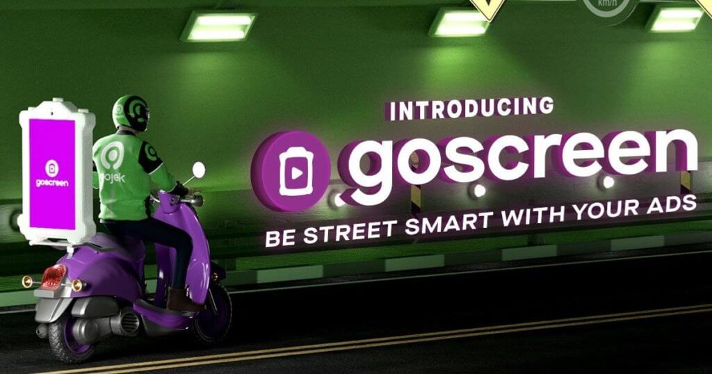 An image of an ad for Gojek demonstrating how DOOH ads can be placed on the back of a Gojek vehicle.