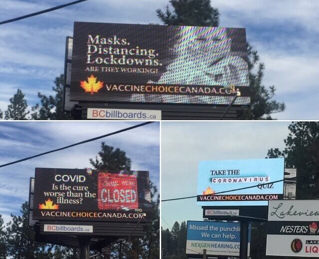Awareness campaign about the upcoming COVID-19 vaccine by Vaccine Choice Canada.
