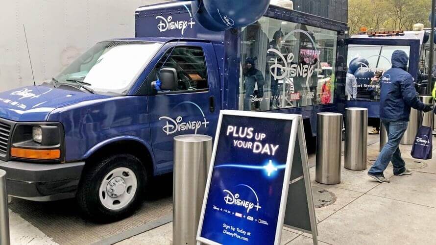Image of mobile billboard OOH ad advertising Disney+.