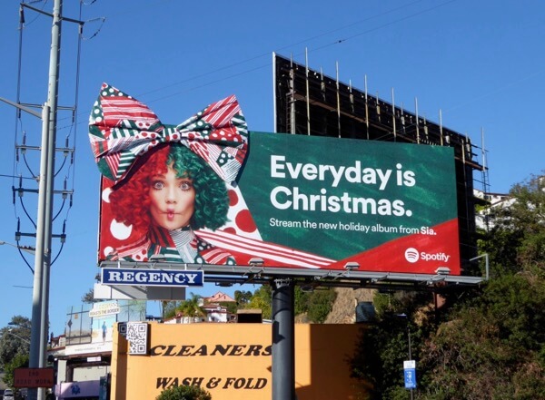 A Spotify holiday ad that says 'Everyday is Christmas'.