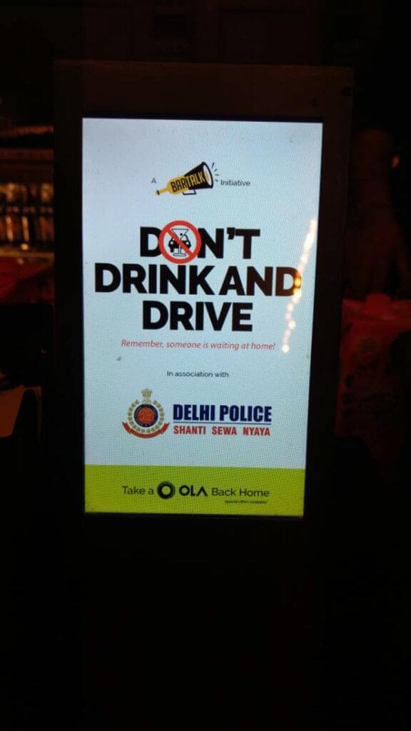 An image of an ad by Delhi Police that says, "don't drink and drive". 