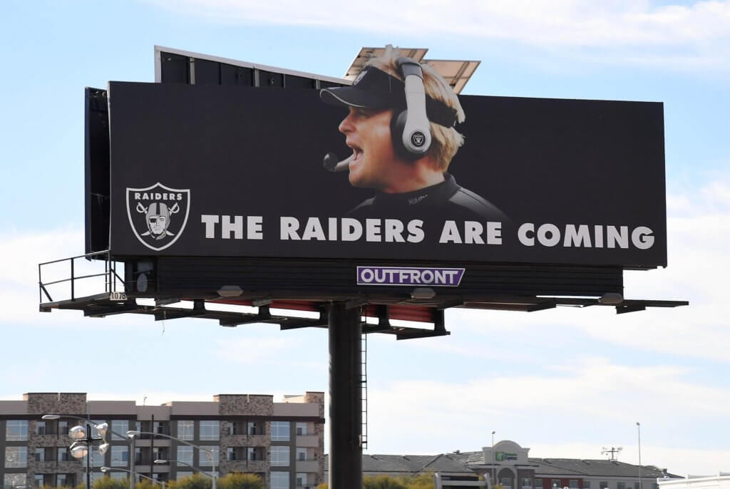 Billboard advertising the Las Vegas Raiders.