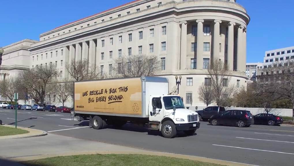 Mobile billboard advertising for Koch Industries in Washington DC.