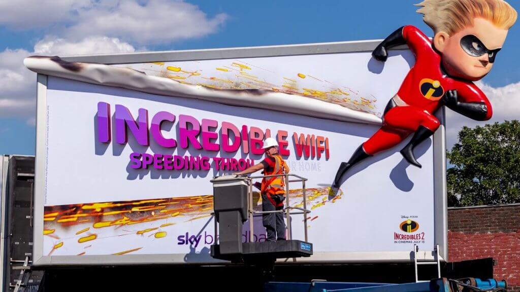Sky broadband uses the Incredibles characters to advertise their high speed internet