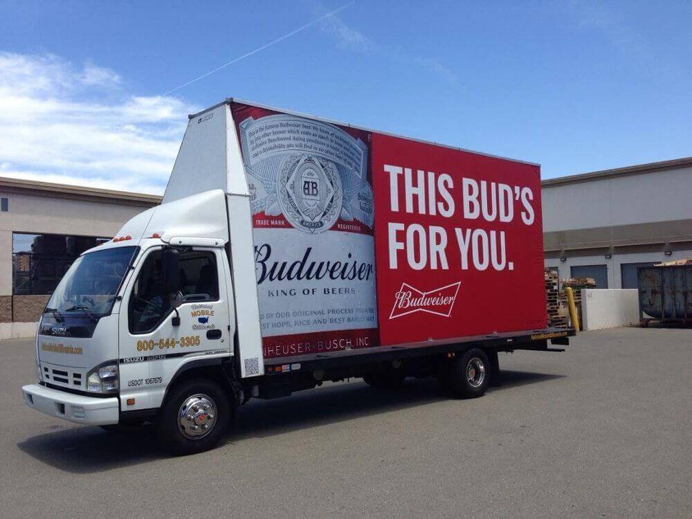 A truck-side advertisement 