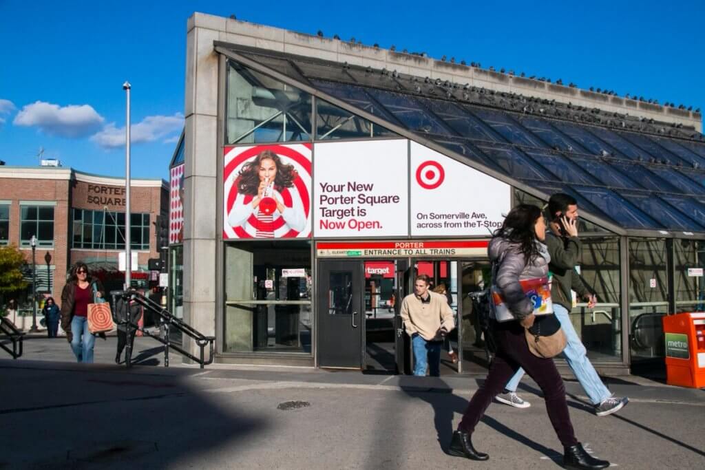 Billboard advertising Target Location Opening in New Porter Square.